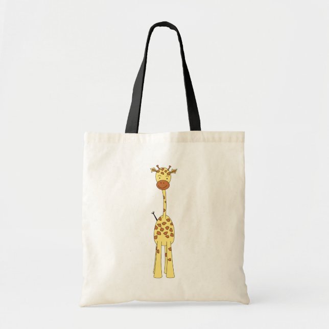 Bolsa Tote Girafa bonito alto. Animal dos desenhos animados (Frente)