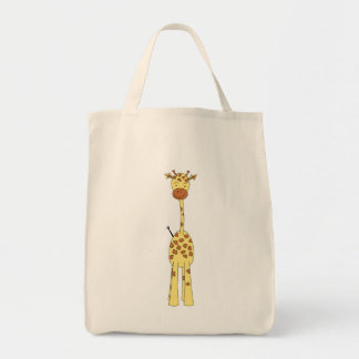 Bolsa Tote Girafa bonito alto. Animal dos desenhos animados