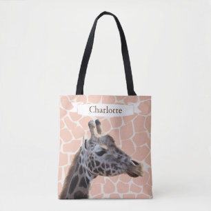 Bolsa Tote Girafa bonito & nome do safari