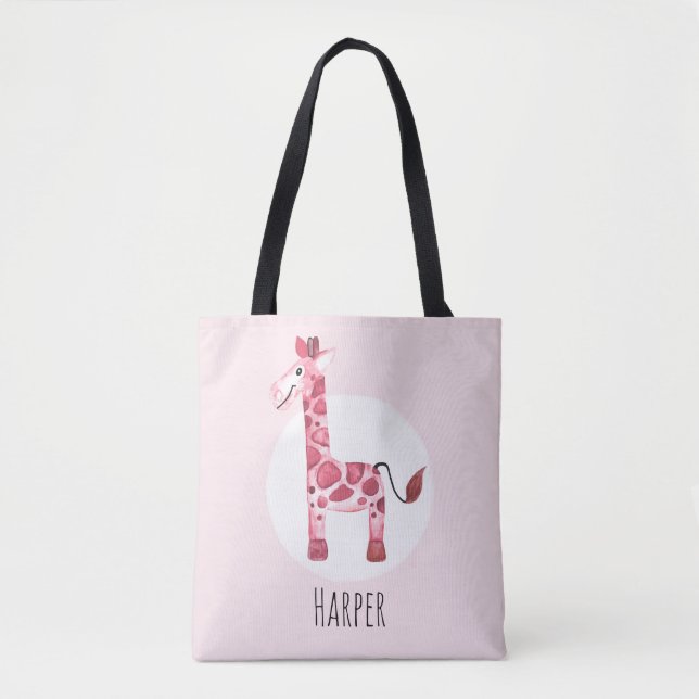 Bolsa Tote Girafa Cólatra Girafa Safari Nome da Garota (Frente)