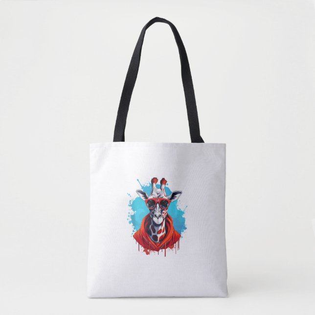 Bolsa Tote Girafa com óculos vermelhos (Frente)
