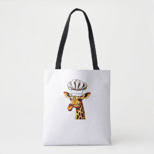 Bolsa Tote Girafa de Chef - Girafa Bonita na Girafa de Chapéu