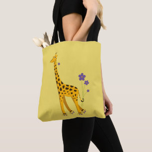 Bolsa Tote Girafa de patinação de engraçadinho amarelo