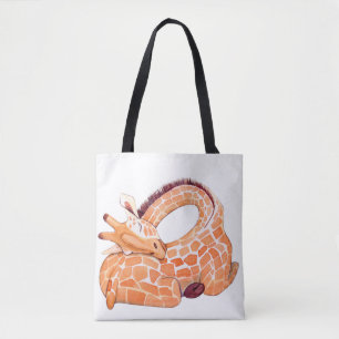 Bolsa Tote Girafa Dormindo: Gentil Aquarela