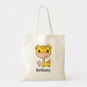 Bolsa Tote Girafa Fofa Com Coração Personalizado