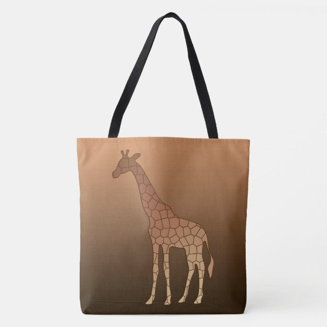 Bolsa Tote Girafa Geométrica Moderna, Cobre e Marrom (Frente)
