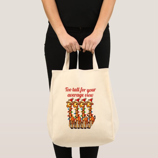 Bolsa Tote Girafas de Natal com Santa Hats e Luzes (Frente (produto))