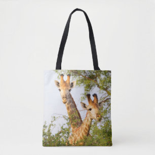 Bolsa Tote Girafas espiando acima da vegetação