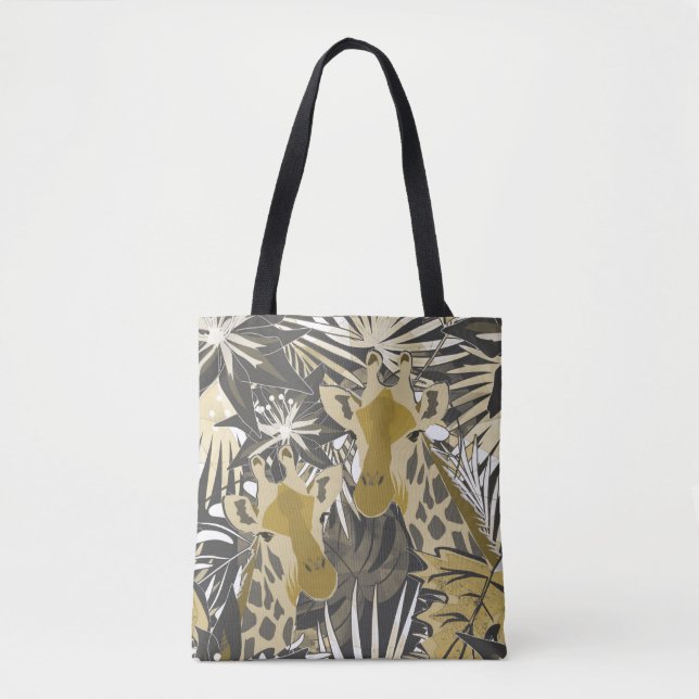 Bolsa Tote Girafas na floresta noturna. (Frente)