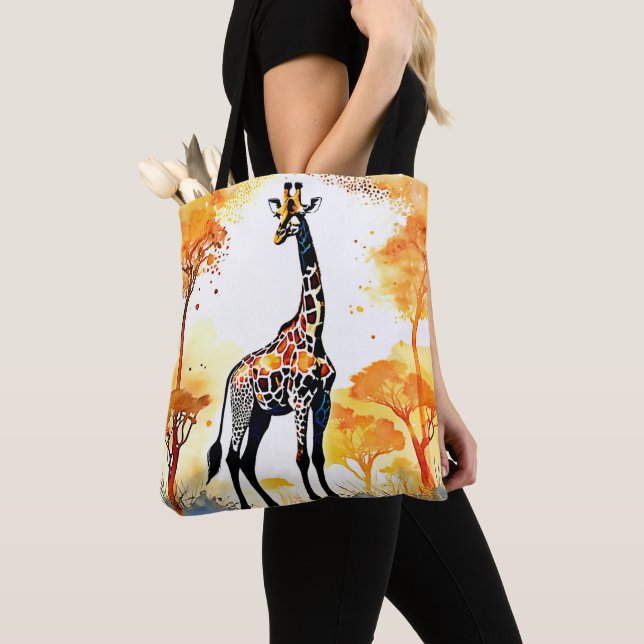 Bolsa Tote Giraffe Savannah Art (Close Up)