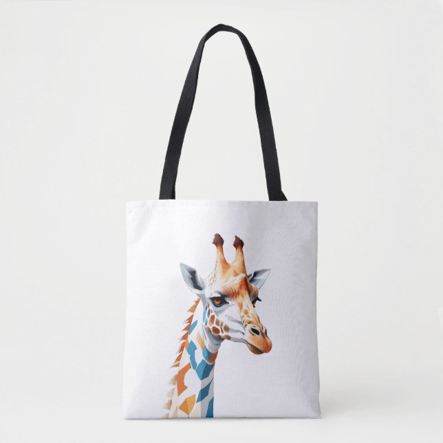 Bolsa Tote Giraffe Vetor Art com Cores Vibrantes (Frente)