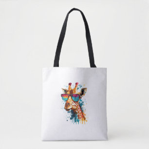 Bolsa Tote Giraffe Vintage Óculos de sol Funny African Animal