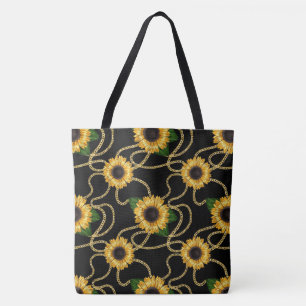 Bolsa Tote Girassóis Amarelos Elegantes Padrão Stylish em Pre