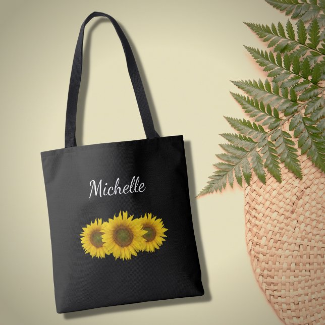 Bolsa Tote Girassóis Amarelos Flores Florais Modernas Elegant (Criador carregado)