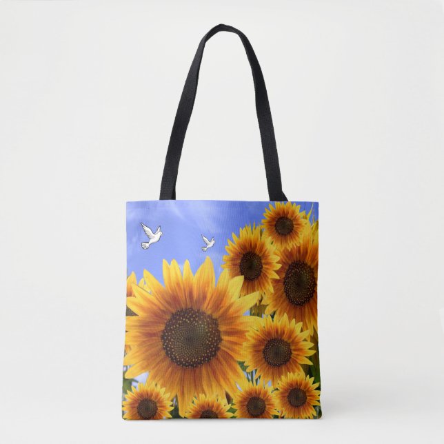 Bolsa Tote girassóis de toalha (Frente)