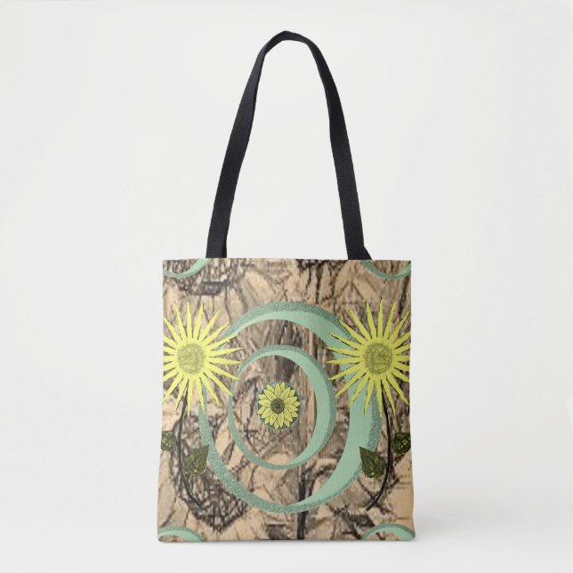 Bolsa Tote girassóis de toalha (Frente)