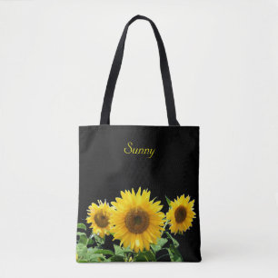 Bolsa Tote Girassóis em preto