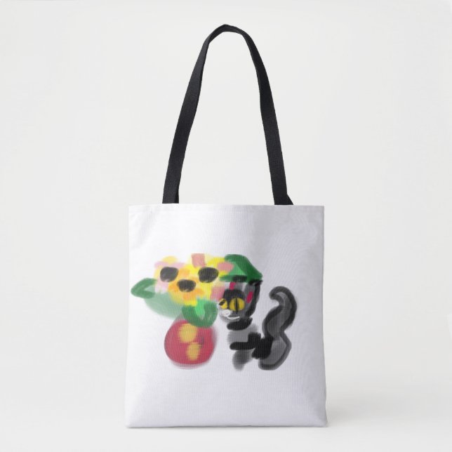 Bolsa Tote Girassóis gato preto (Frente)