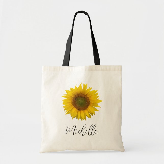 Bolsa Tote Girassol Amarelo Floral Elegante do Campo  (Frente)