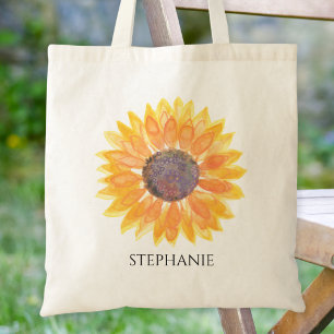 Bolsa Tote Girassol Aquarela Personalizado
