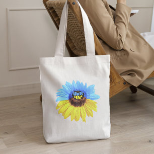 Bolsa Tote Girassol aquarela Ucrânia bandeira azul amarelo