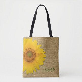 Bolsa Tote Girassol bonito do país no costume de serapilheira