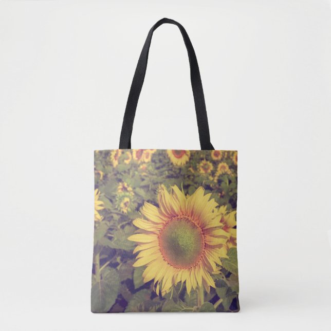 Bolsa Tote Girassol com efeito de filtro retro estileag (Frente)