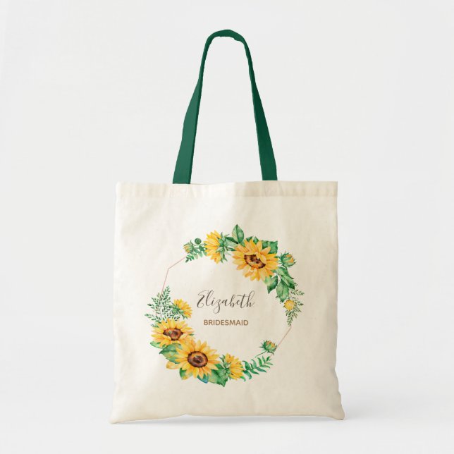 Bolsa Tote Girassol com Nome Bridal (Frente)