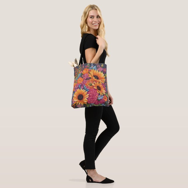 Bolsa Tote Girassol de Verão e Floral (No(a) Modelo)