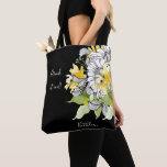 Bolsa Tote Girassol personalizado beba-o em preto<br><div class="desc">Beba-o em Fundo Negro Buquê de girassol personalizado. Combinação de Girassóis Desenhados à Mão e de Girassol de Cores d'Água.</div>