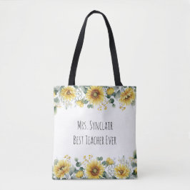 Bolsa Tote Girassol Personalizado Melhor Professora de Todos 