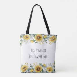 Bolsa Tote Girassol Personalizado Melhor Professora de Todos 