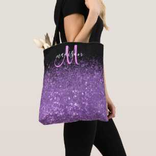 Bolsa Tote Girassol Roxo e Brilhante Negra Monograma