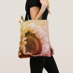 Bolsa Tote Girassol Sorridente Preto E Branco Envelhecido
