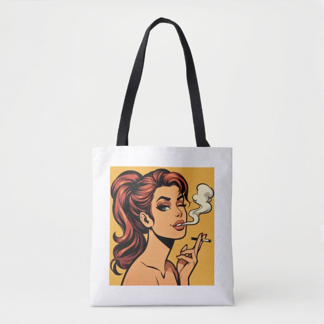 Bolsa Tote Girl Stoner | Comic book pop art | Smoking lovers (Frente)