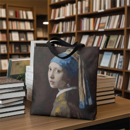 Bolsa Tote Girl With a Pearl Earring Crossed Stitch Replica