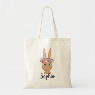 Bolsa Tote Girls Adorable Easter Bunny Rabbit and Name
