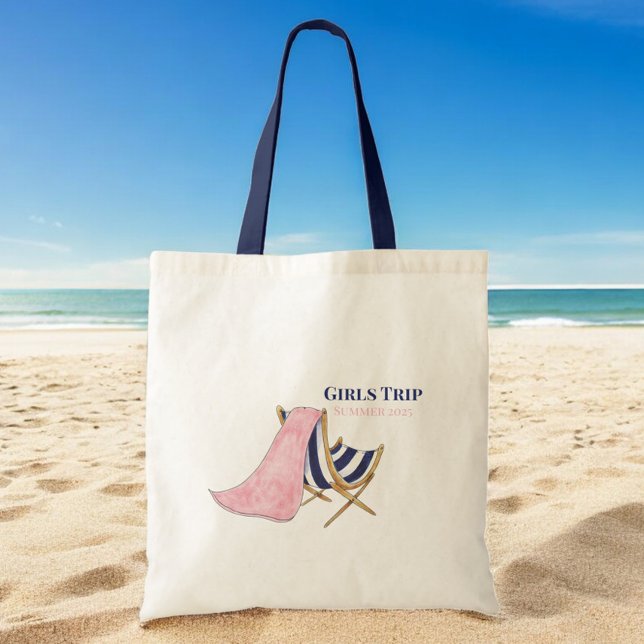 Bolsa Tote Girls Trip Beach Cadeira Personalizada (Criador carregado)