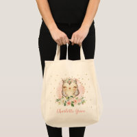 Girly Baby Owl Watercolor Blush Floral Rosa