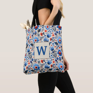 Bolsa Tote Girly Elegant Blue Wildflower Na moda Personalizad