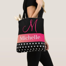 Girly Glam Hot Pink e Black Monographic Name