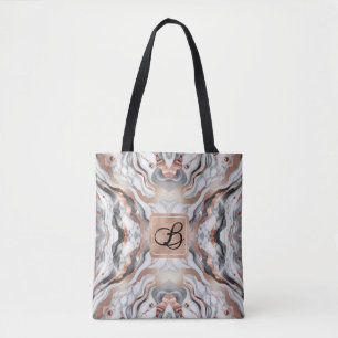 Bolsa Tote Girly Glam Rosa Dourado Prata e Mármore Branco