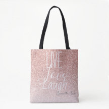Girly Pink Glitter Live Love Laugh Motivational