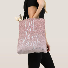 Bolsa Tote Girly Pink Glitter Live Love Laugh Motivational