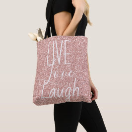Bolsa Tote Girly Pink Glitter Live Love Laugh Motivational