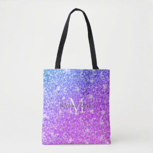 Bolsa Tote Giry Purple e Pink Glitter Monographic Name