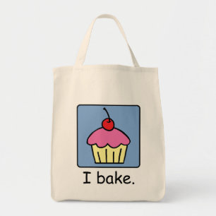 Bolsa Tote Glacé do rosa da sobremesa do cupcake do clipart