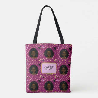 Bolsa Tote Glam Black Woman Afro Hair pic batom rosa