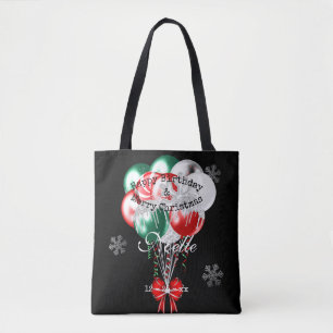 Bolsa Tote Glam Christmas Balloons and Snowflakes