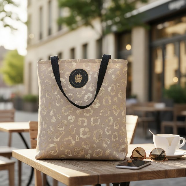 Bolsa Tote Glam Leopard Spot Pattern Safari Gold ID1154 (Criador carregado)